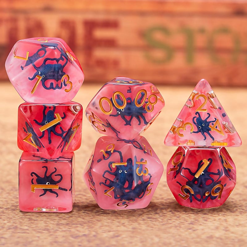 weyano DND Dice Set, Octopus Resin Polyhedral Dice for Dungeons and Dragons, RPG, MTG D&D 7-DIE (D4, D6, D8, D10, D12, D20, D%) for Ages 15 and Up - Image 1